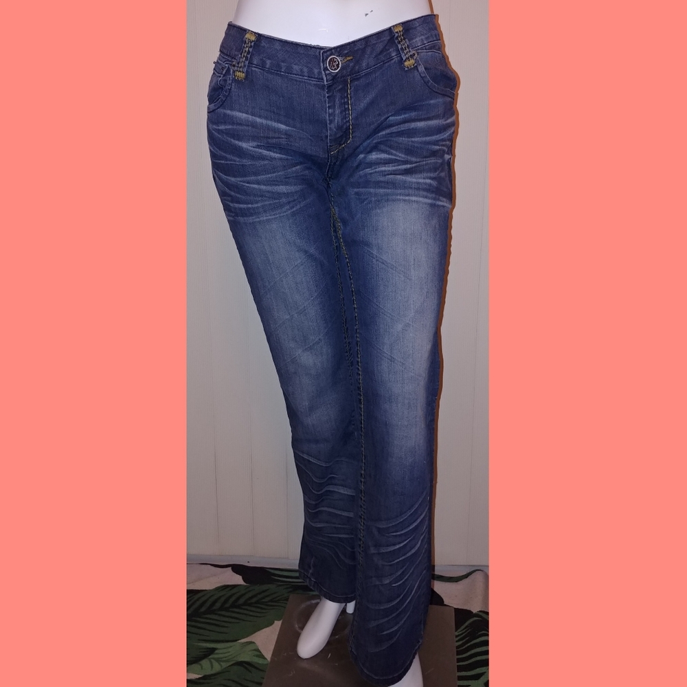 ETHANOL jeans - boot cut denim blue y2k faded jeans